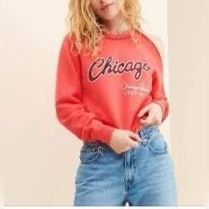 NWT Riley x Free People Chicago Hand Stitched Crew Neck Pullover Sweatshirt Med